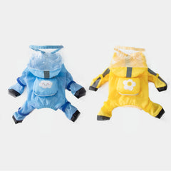 Full Coverage Small Dog Raincoat | Waterproof Four-Leg Protection with Mini Backpack