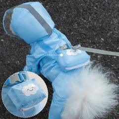 Full Coverage Small Dog Raincoat | Waterproof Four-Leg Protection with Mini Backpack