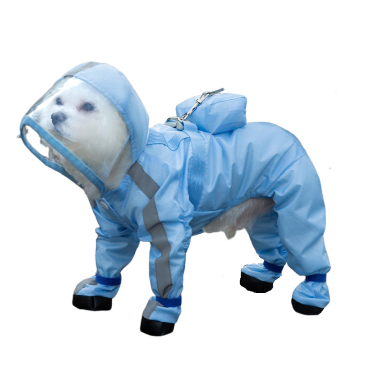 Full Coverage Small Dog Raincoat | Waterproof Four-Leg Protection with Mini Backpack