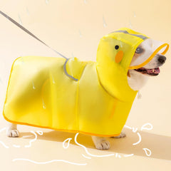 Yellow Corgi Dog Raincoat with Duck Hood, Cute Small and Medium Dogs Waterproof Full-Body Rain Jacket, Dachshund Fit, Puppy Rain Gear (Large (Suggest for 20-26l))